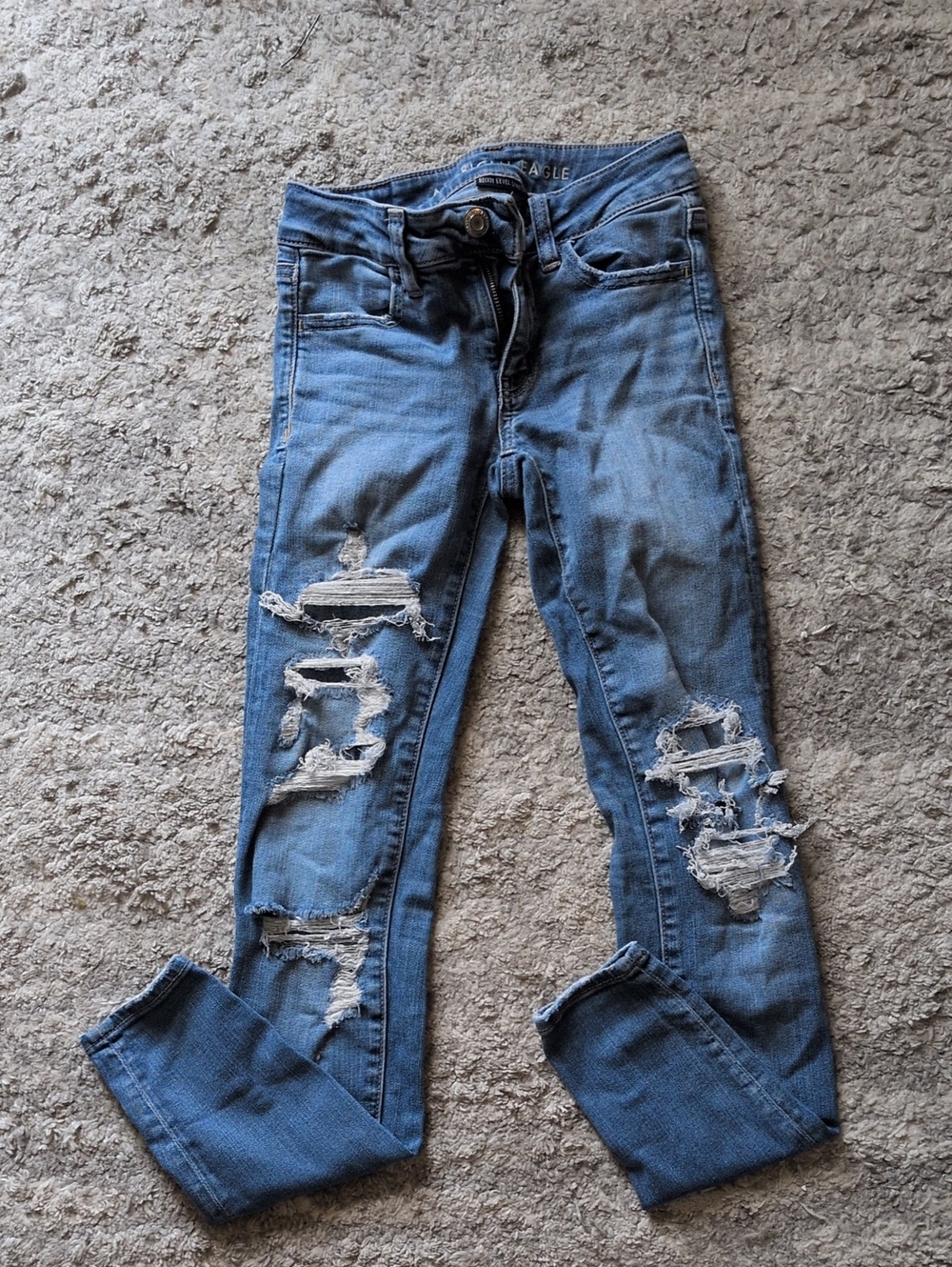 American Eagle Outfitters Ripped Light Blue Skinny Jeans